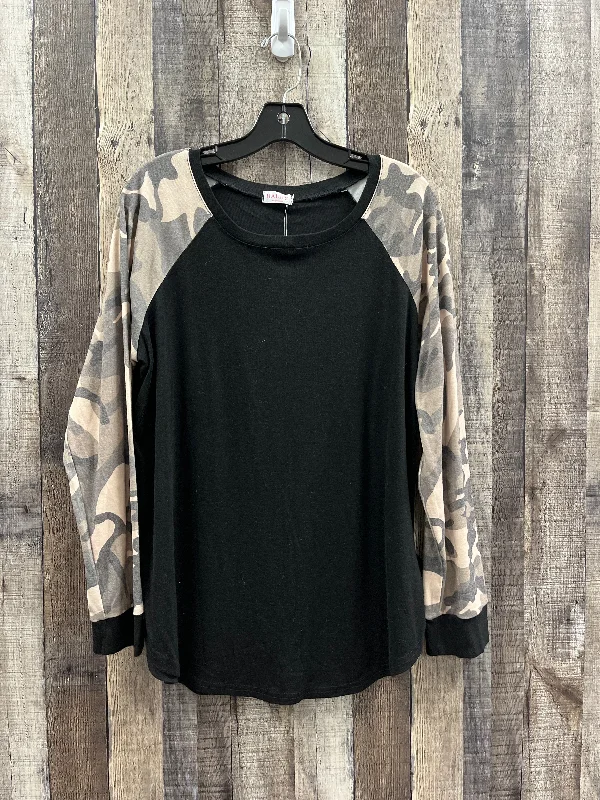 Cozy Fashion Top Long Sleeve By Cme In Camouflage Print, Size: Xl