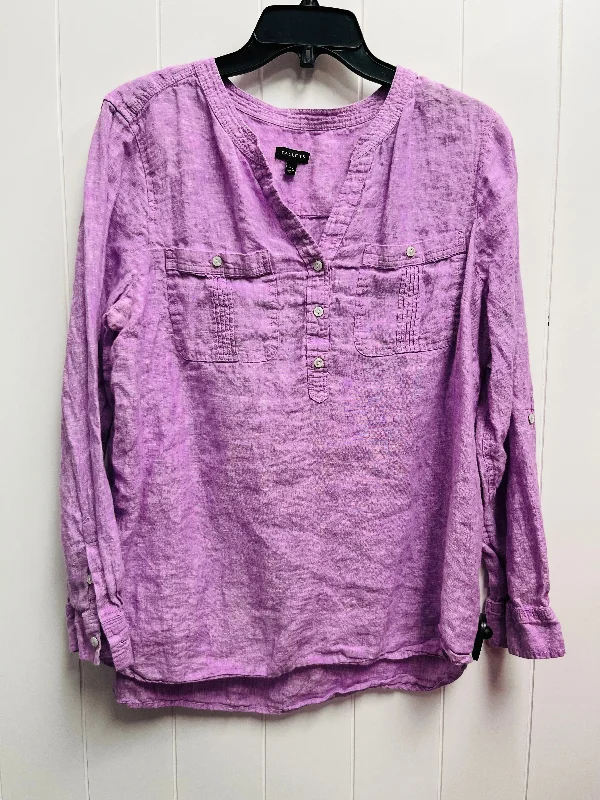 Effortless Looks Top Long Sleeve By Talbots In Purple, Size: Xl