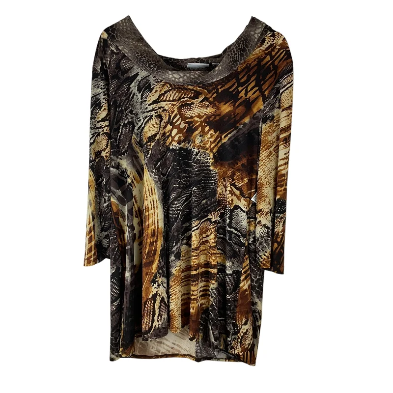 British Fashion Top Long Sleeve By Susan Graver In Animal Print, Size: Xl
