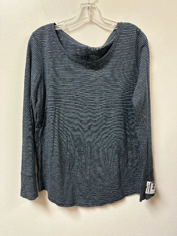 Mid-length Style Top Long Sleeve By Loft In Striped Pattern, Size: M