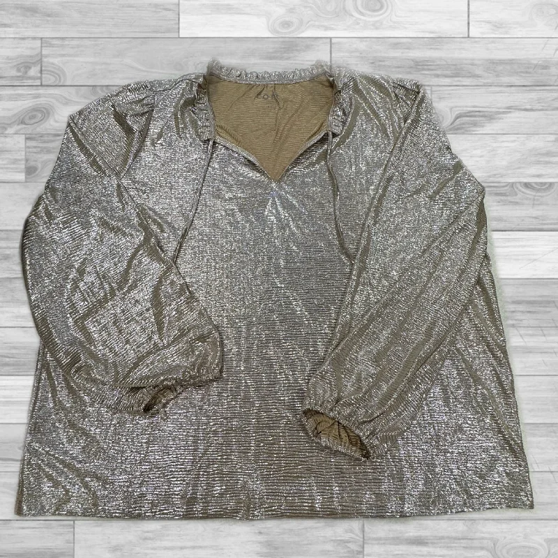 Unique Design Top Long Sleeve By Loft In Gold, Size: Xl