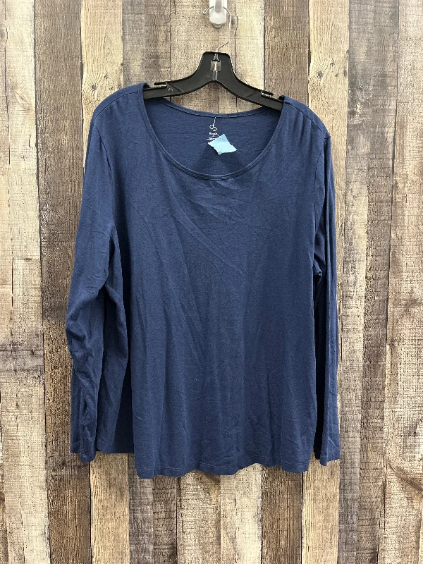 Weekend Wear Top Long Sleeve By Cb Studio In Navy, Size: 2x