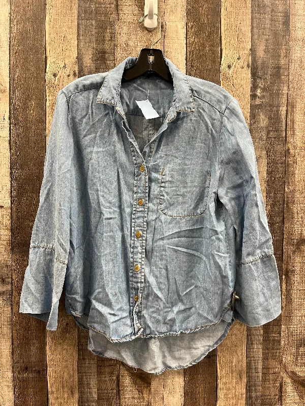 Soft Touch Top Long Sleeve By Velvet Heart In Blue Denim, Size: S