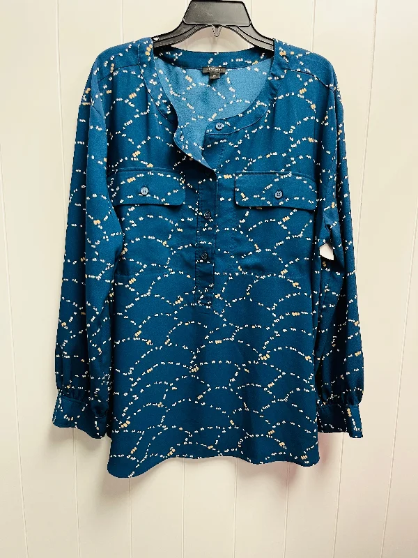 Comfortable Tops Top Long Sleeve By Ann Taylor In Teal, Size: Xxl