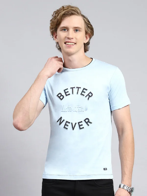 Soft Textures Men Blue Printed T-Shirt