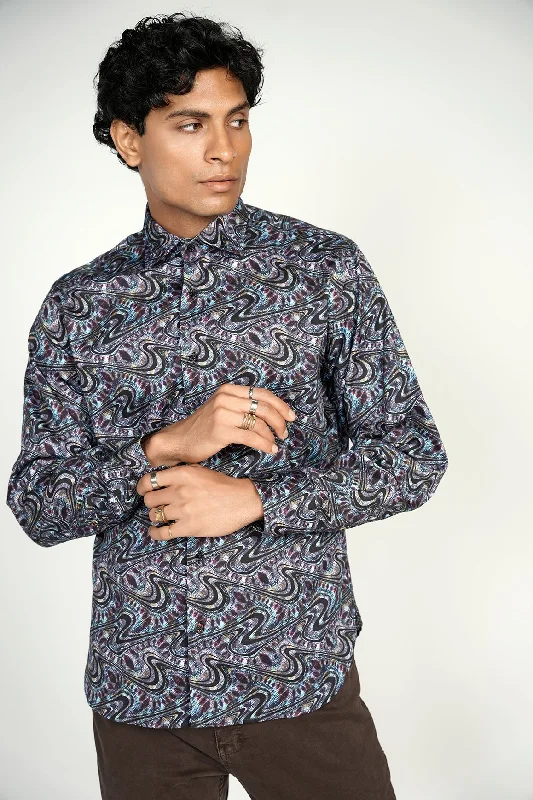 Windbreaker fashion Colorful Black Swirl Shirt Signature Collection