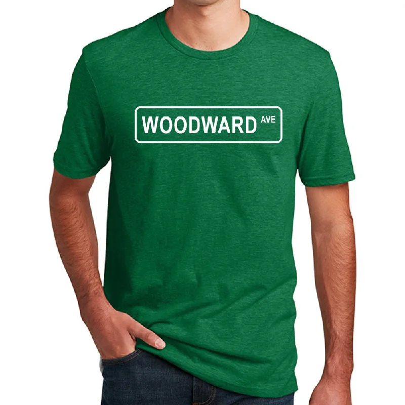 Stylish Jackets Mens Woodward Street Sign T-shirt (Heather Kelly Green)
