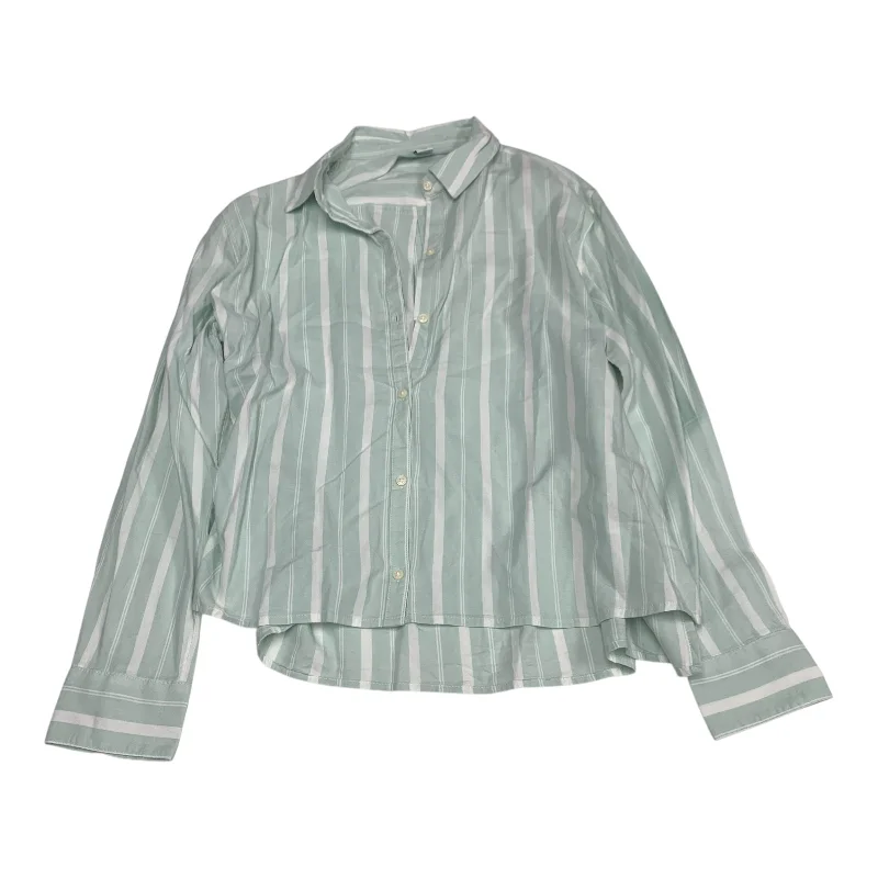 Cute Style Top Long Sleeve By Old Navy In Blue & White, Size: M