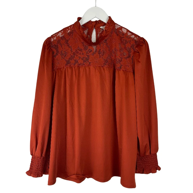Fresh And Capable Top Long Sleeve By Cato In Orange, Size: L