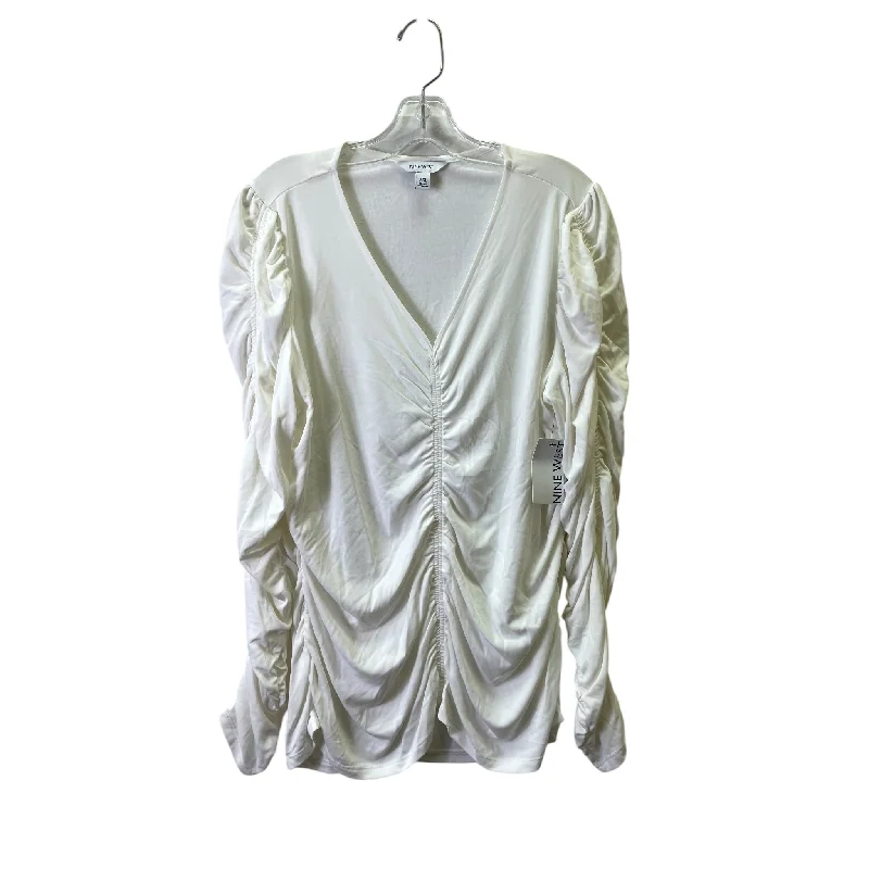 Easy Chic Wear Top Ls By Nine West In Cream, Size:1X