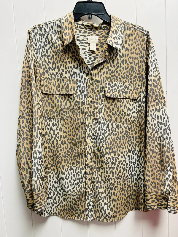 Minimal Style Top Long Sleeve By Chicos In Black & Cream, Size: Xl