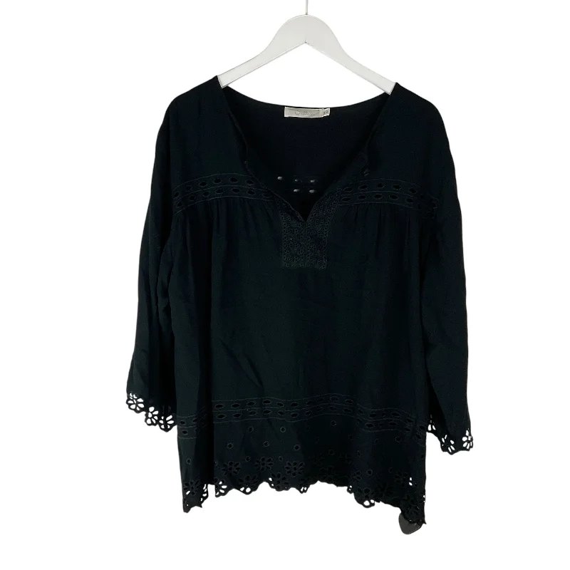 Luxury Style Top Long Sleeve Basic By Solitaire In Black, Size: 1x