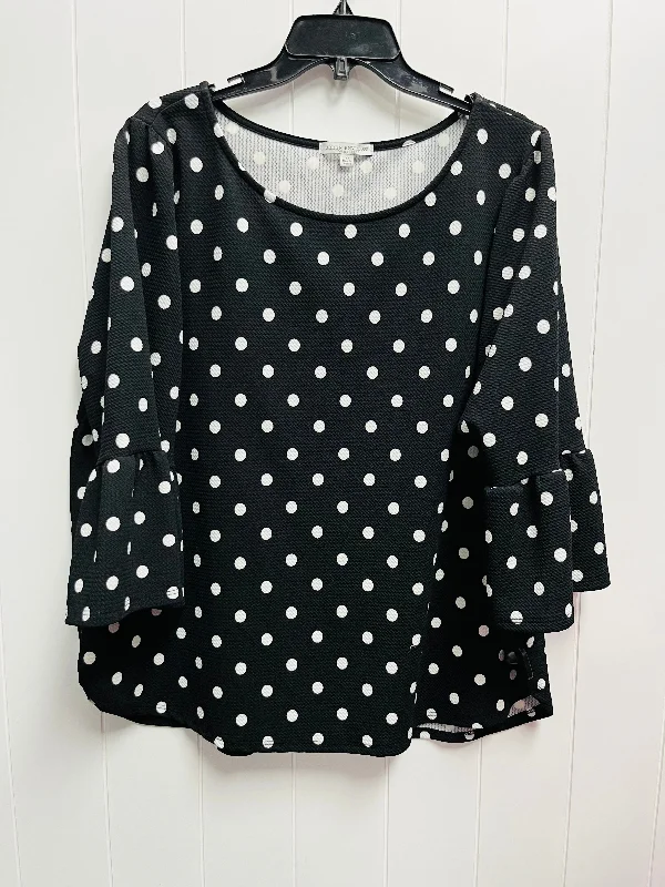 Easy Chic Wear Top Long Sleeve By Green Envelope In Black & White, Size: 2x