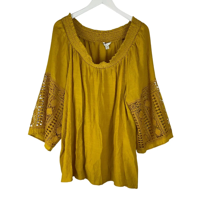 Modern Tailoring Top Long Sleeve By Cato In Yellow, Size: 22