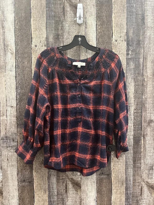 Relaxed Clothing Top Long Sleeve By Loft In Multi-colored, Size: S