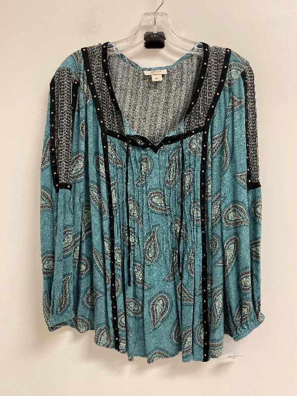 Comfortable down Top Long Sleeve By Style And Company In Tie Dye Print, Size: L