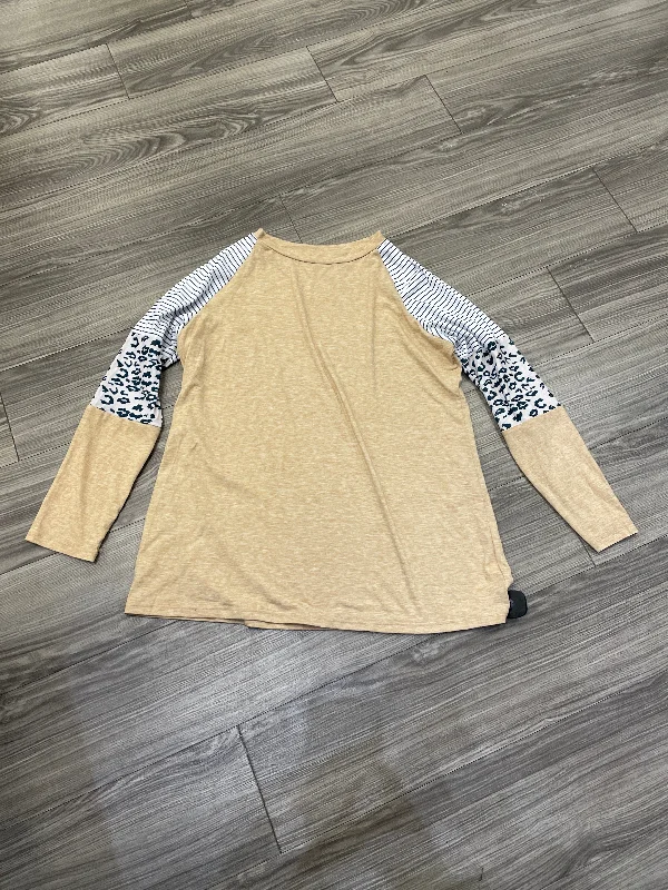 Timeless Outfits Top Long Sleeve By Clothes Mentor In Tan & White, Size: 2x