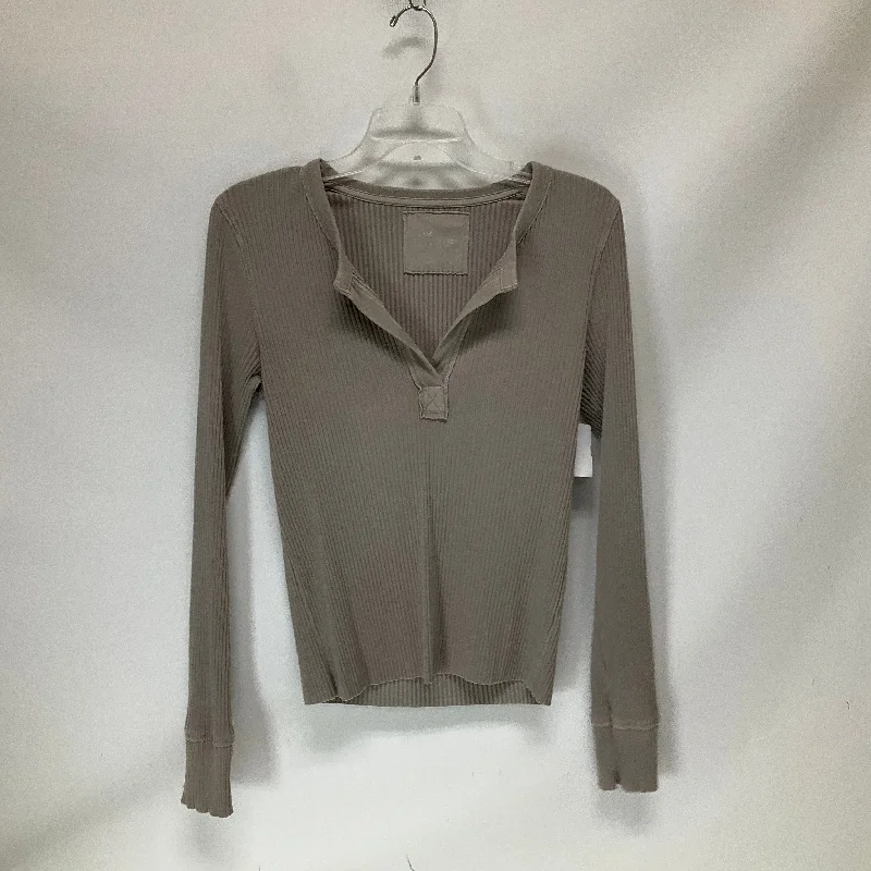 Casual Style Top Long Sleeve By Aerie In Brown, Size: L
