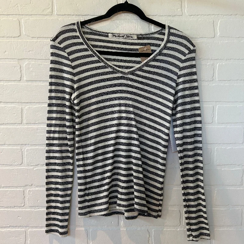 Bottom And Versatile Top Long Sleeve Basic By Michael Stars In Black & Cream, Size: Xs