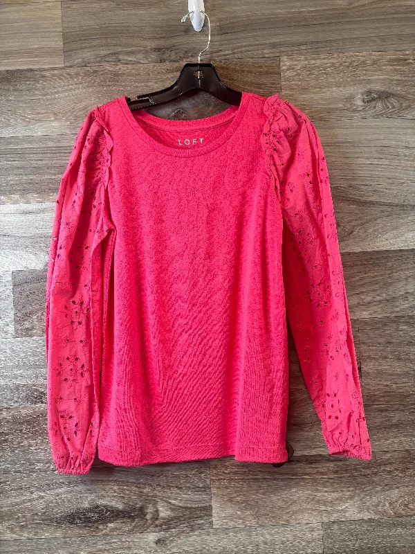 Eye-catching Personality Top Long Sleeve By Loft In Pink, Size: Xs