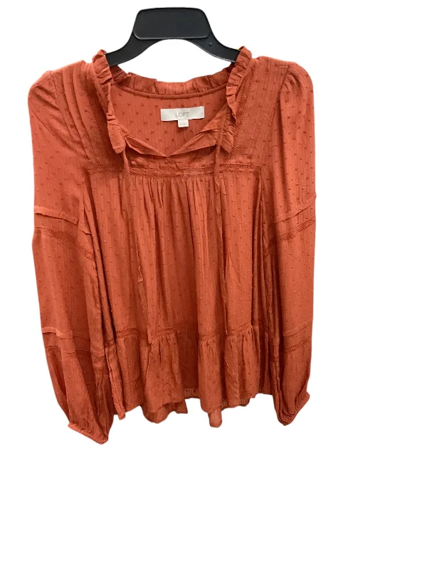 French Style Top Long Sleeve By Loft In Orange, Size: M