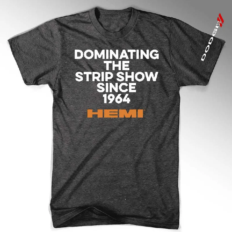 Comfort Fit Mens Hemi “Dominating the Strip Show Since 1964” T-shirt (Heather Black)