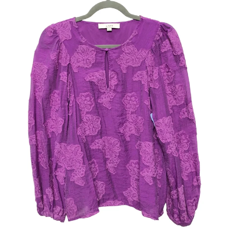 Celebrity Must-have Top Long Sleeve By Loft In Purple, Size: Xs