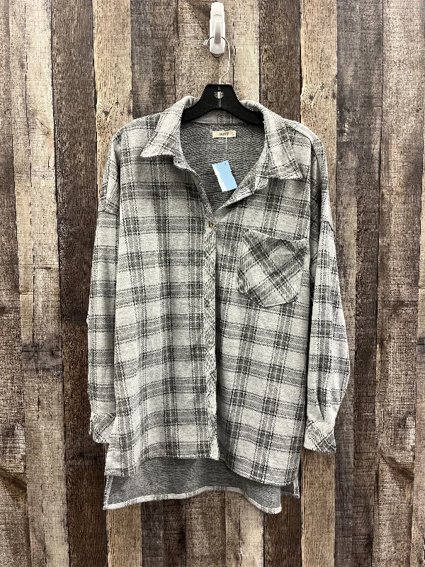 Trendy Comfort Wear Top Long Sleeve By Ci Sono In Grey, Size: L
