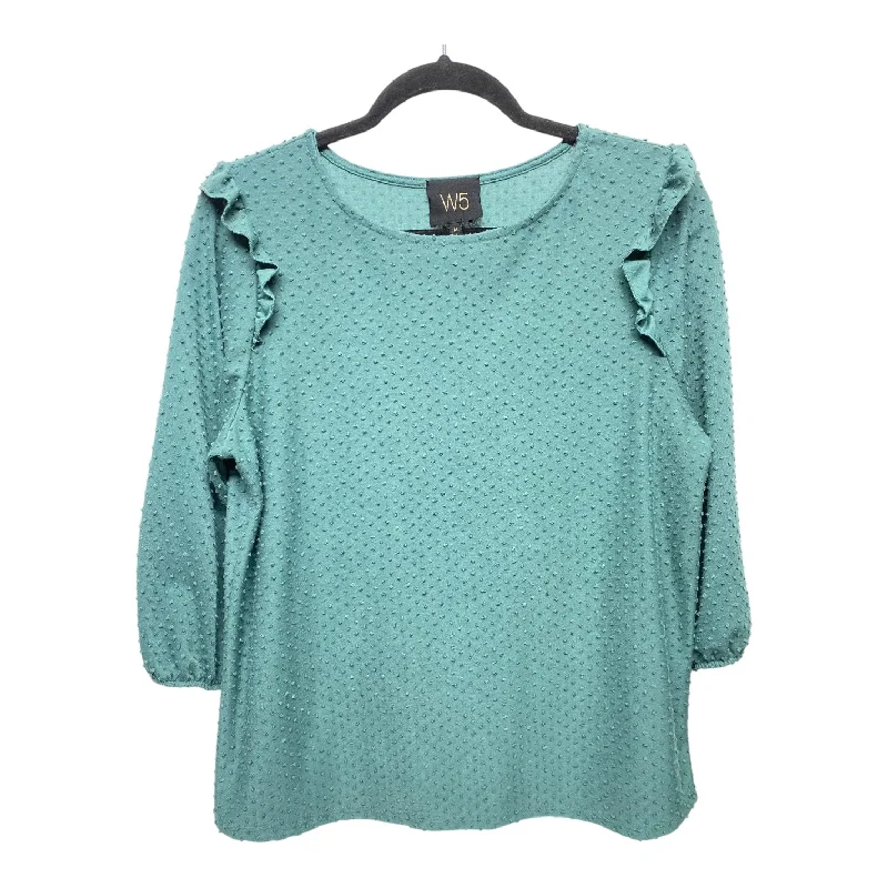 Comfortable Lifestyle Top Long Sleeve By W5 In Green, Size: M