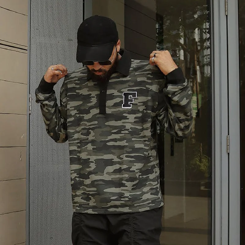 Everyday Style Camo Fleece Warm Polo Neck Tshirt