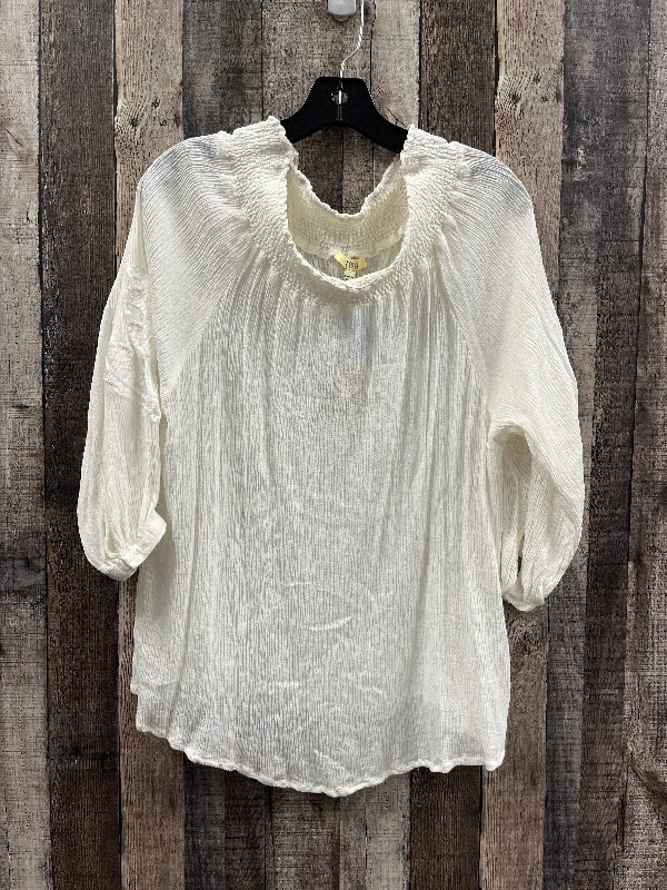 Cozy Lounge Wear Top Long Sleeve By Kori America In Ivory, Size: S