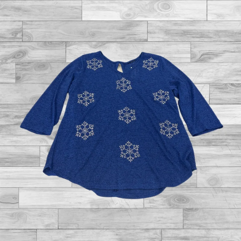 Simple Matching Top Long Sleeve By Clothes Mentor In Blue, Size: M