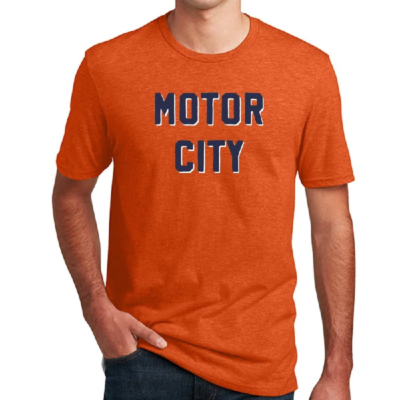 Comfortable Sweaters Mens Detroit MOTOR CITY T-shirt (Deep Heather Orange)