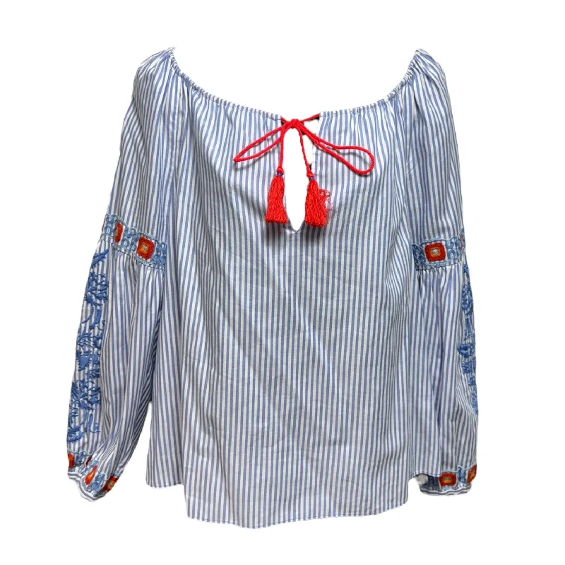 Easygoing Fashion Madison Peasant Top Long Sleeve Designer By Tory Burch In Striped Pattern, Size: 4