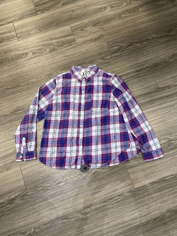 Relaxed Fits Top Long Sleeve By Old Navy In Plaid Pattern, Size: Xl