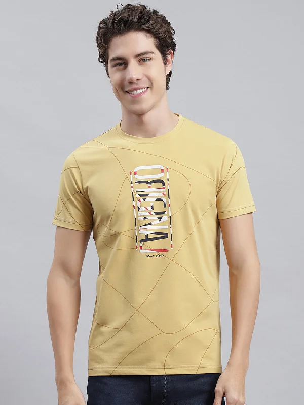 Stylish Comfort Men Yellow Printed T-Shirt