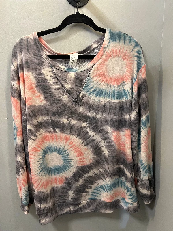 Knitted Design Top Long Sleeve By Bibi In Grey & Pink, Size: S