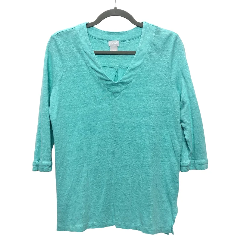 Lazy Style Top 3/4 Sleeve By Chicos In Aqua, Size:M