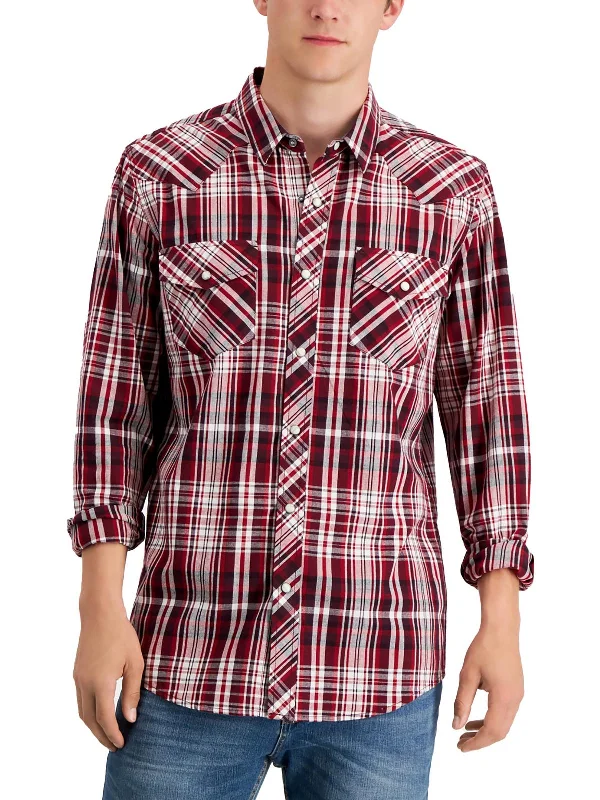 Simple Solid Color Remington Mens Woven Regular Fit Button-Down Shirt