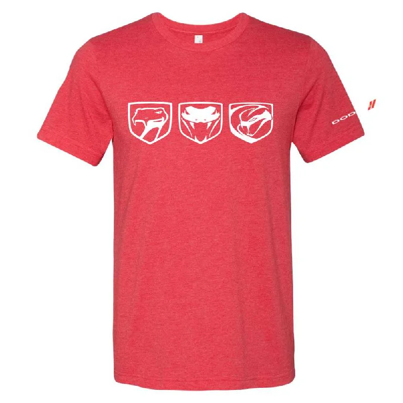 Fresh Comfort Mens Dodge Viper Tri-Logo T-shirt (Heather Red)