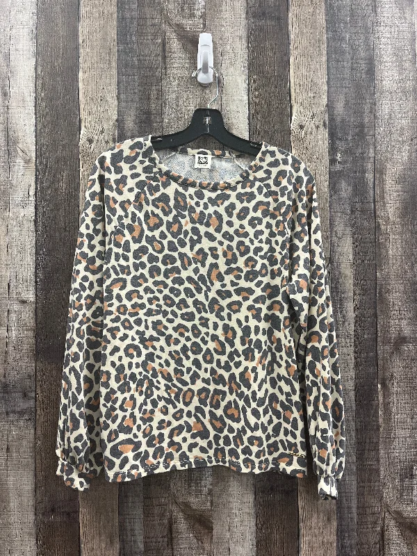 Casual Comfort Wear Top Long Sleeve By Anne Klein In Animal Print, Size: L