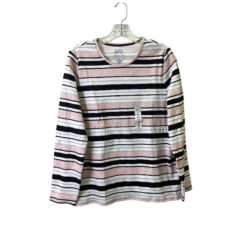Light Layers Top Ls Basic By Croft And Barrow In Pink & White, Size:Xl