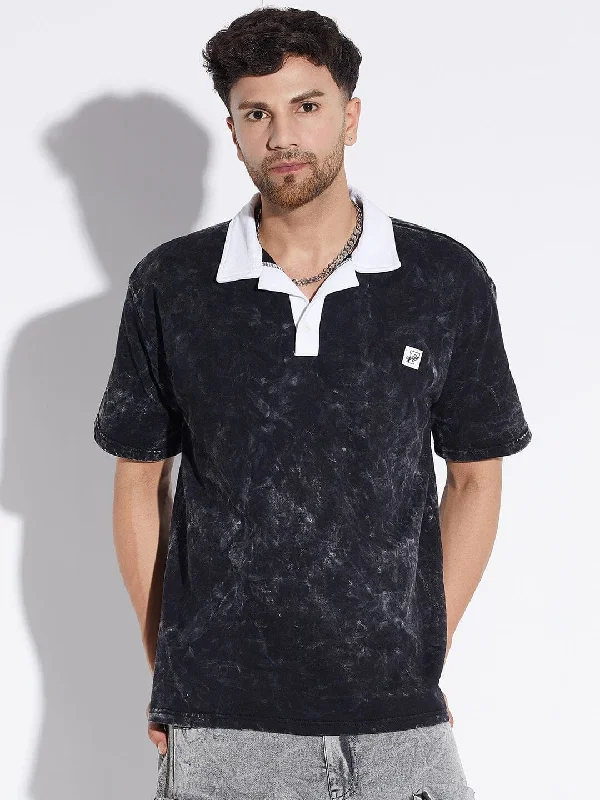 Classic Design Acid Wash Oversized Polo Tee