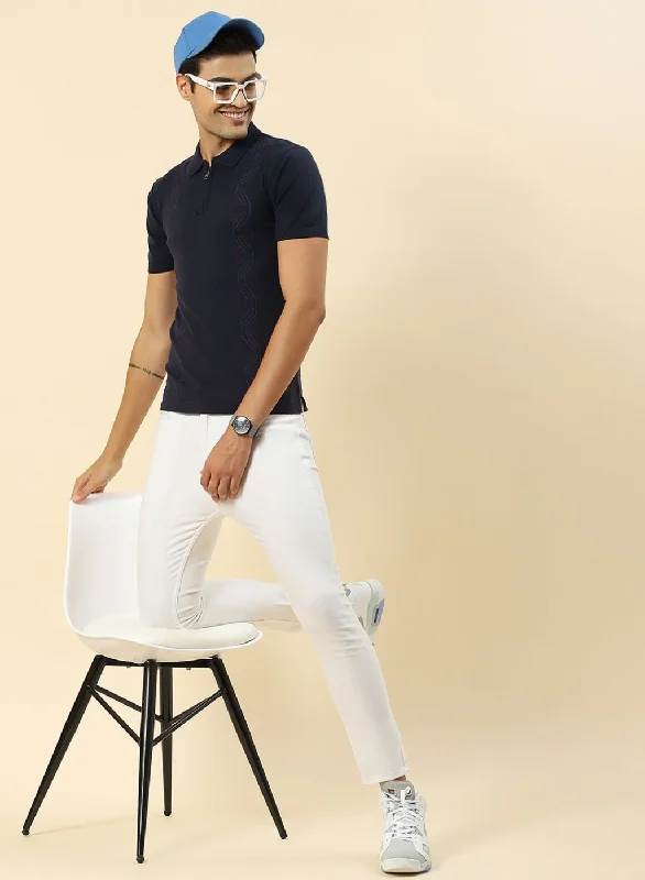 Elegant And Charming Men NAvy Blue Solid T-Shirt