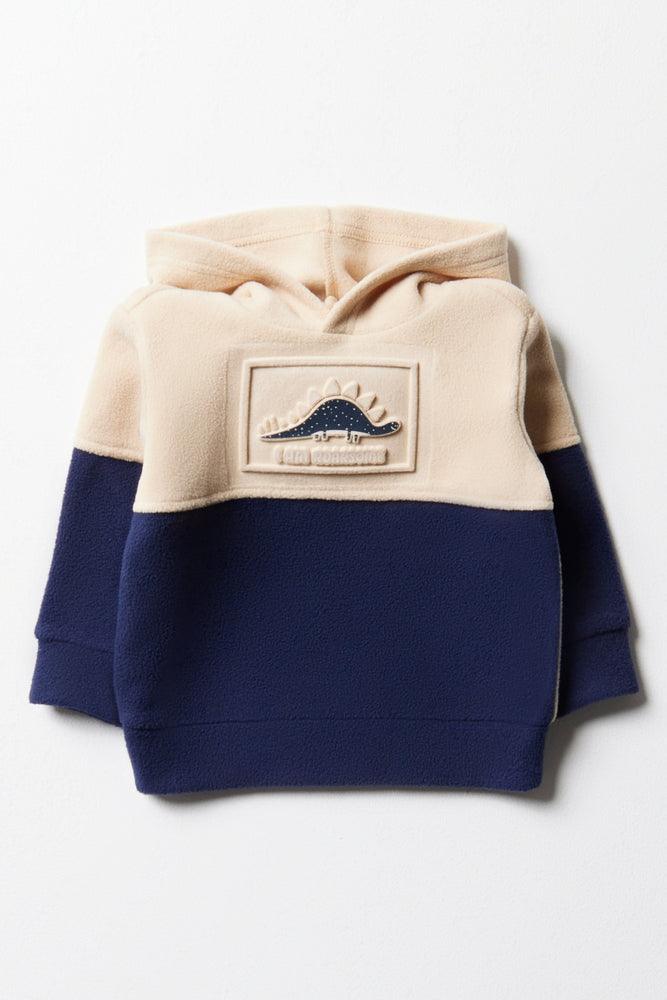 Urban Sense Colourblock Hoodie Navy & Natural
