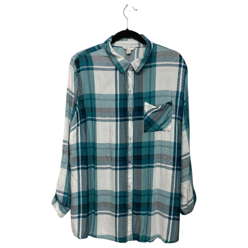 Youthful Top Long Sleeve By Cato In Plaid Pattern, Size: 20