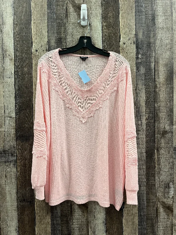 Cozy Lifestyle Top Long Sleeve By Torrid In Pink, Size: M