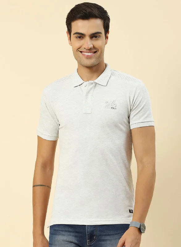 Slim Fit Men Grey Printed T-Shirt