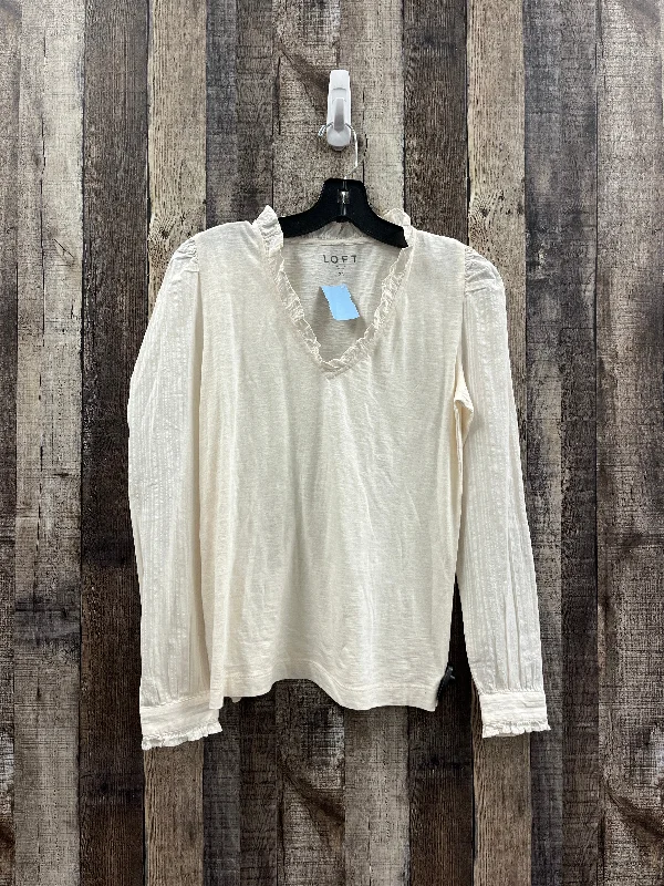 Breezy Outfits Top Long Sleeve By Loft In Cream, Size: Xs