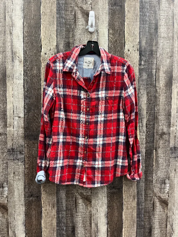 Comfortable Sweaters Top Long Sleeve By Logg In Plaid Pattern, Size: M